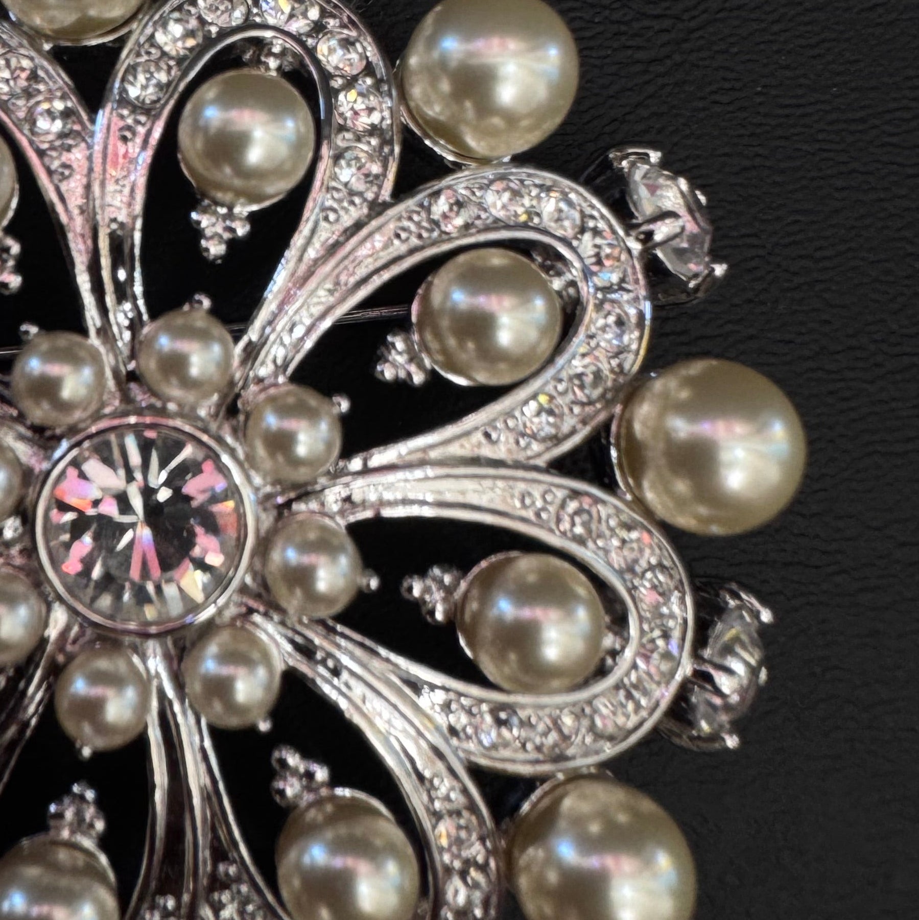 Nolan Miller Glamour Collection Pearl & Crystal Brooch