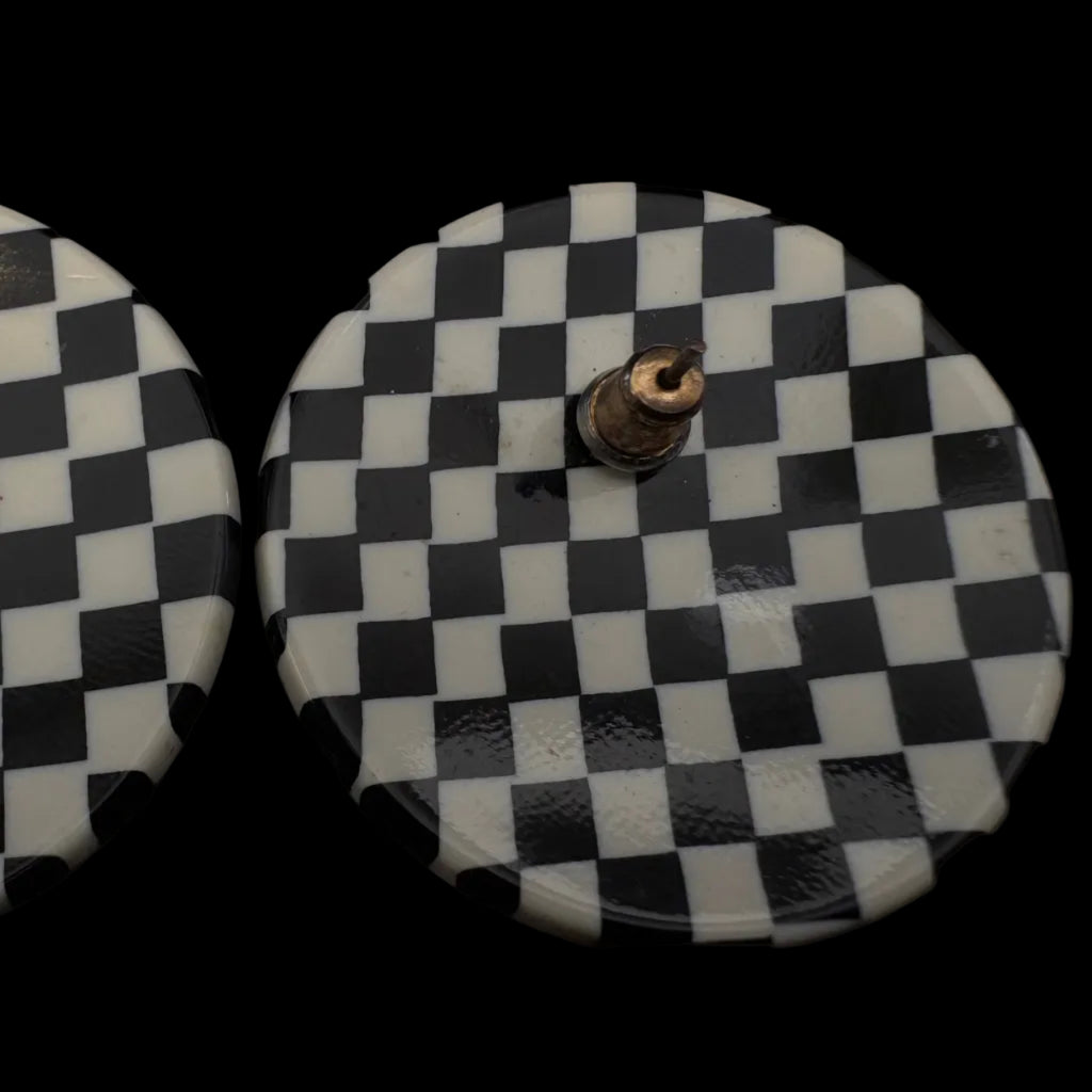 Vintage 80s Checkerboard Button Earrings
