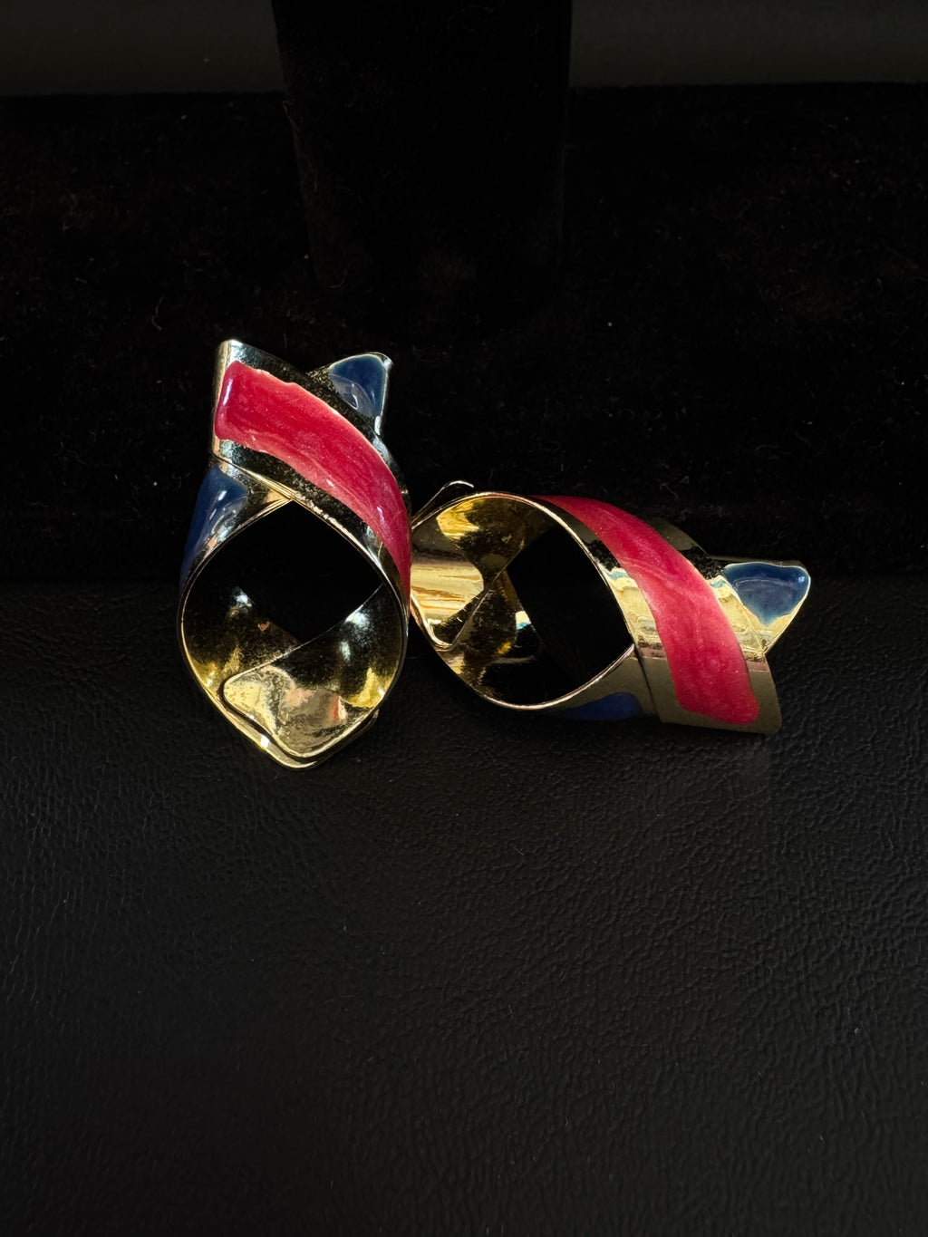 Vintage 1980s Enamel Abstract Swirl Earrings