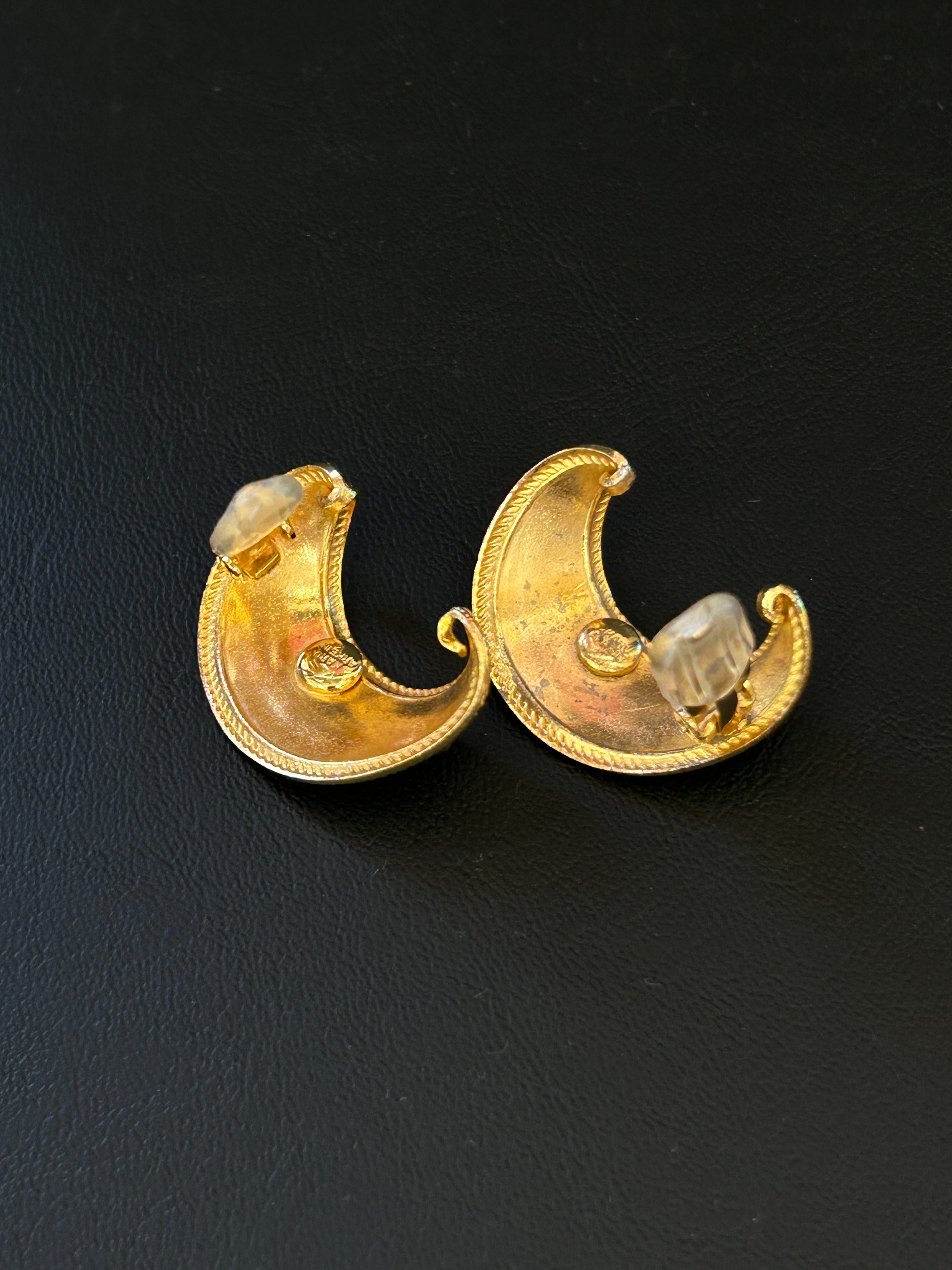 Gold-Tone Crescent Clip-On Earrings