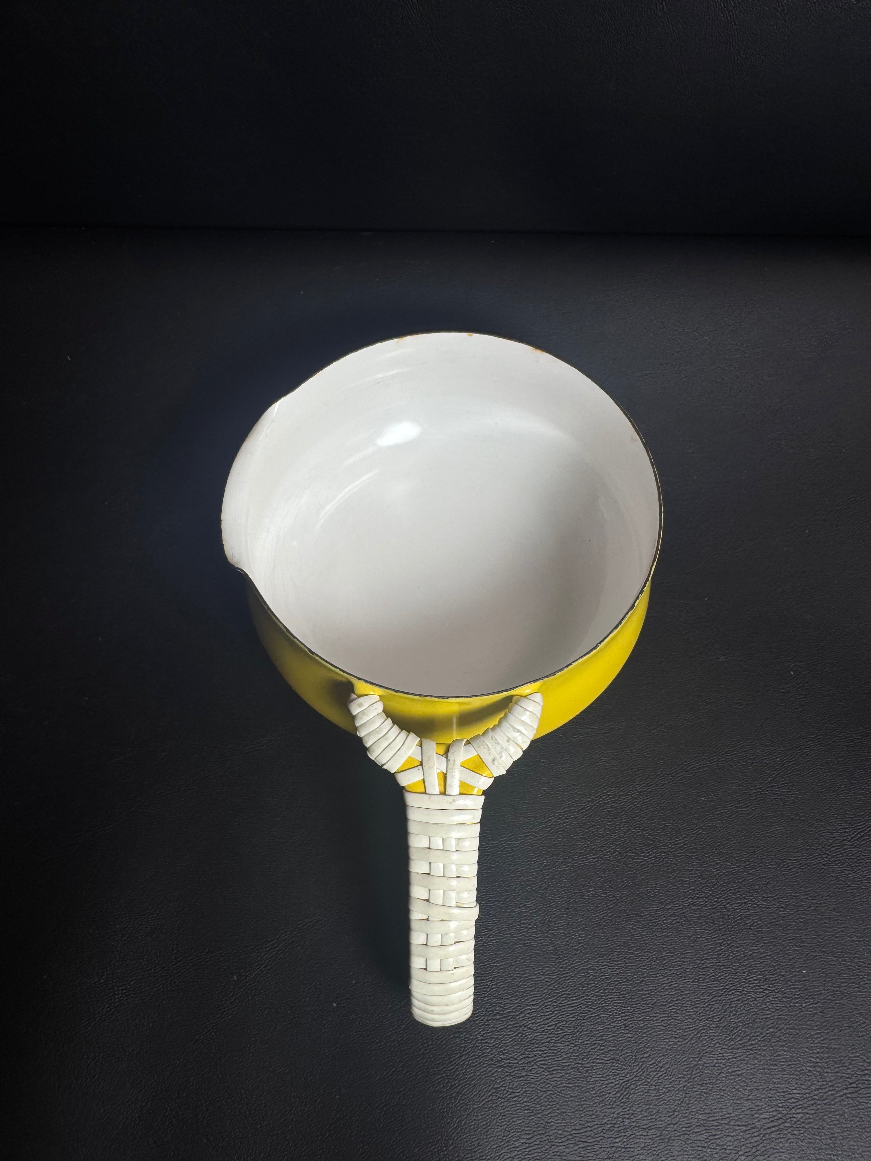 Vintage Dansk Kobenstyle Yellow Enamel Butter Warmer