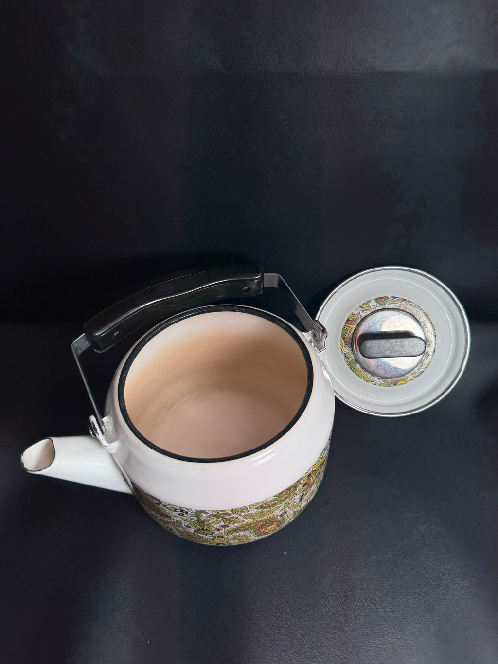 Vintage 1970s Enamel Paisley Tea Kettle