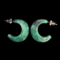 Vintage Green Faux Jade Marbleized Acrylic Hoop Earrings