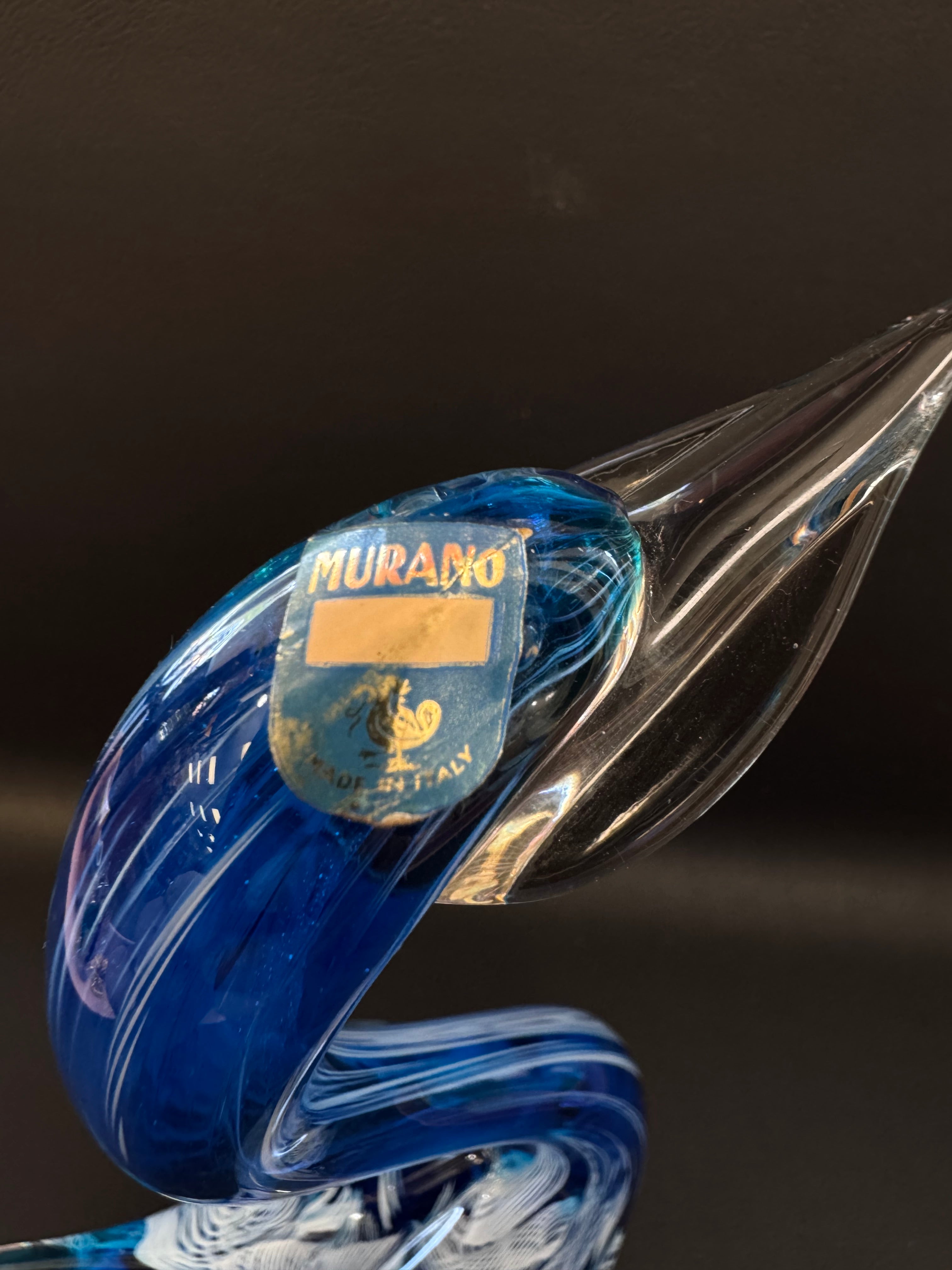 Vintage V. Nason & C. Murano Glass Swan – Cobalt Latticino
