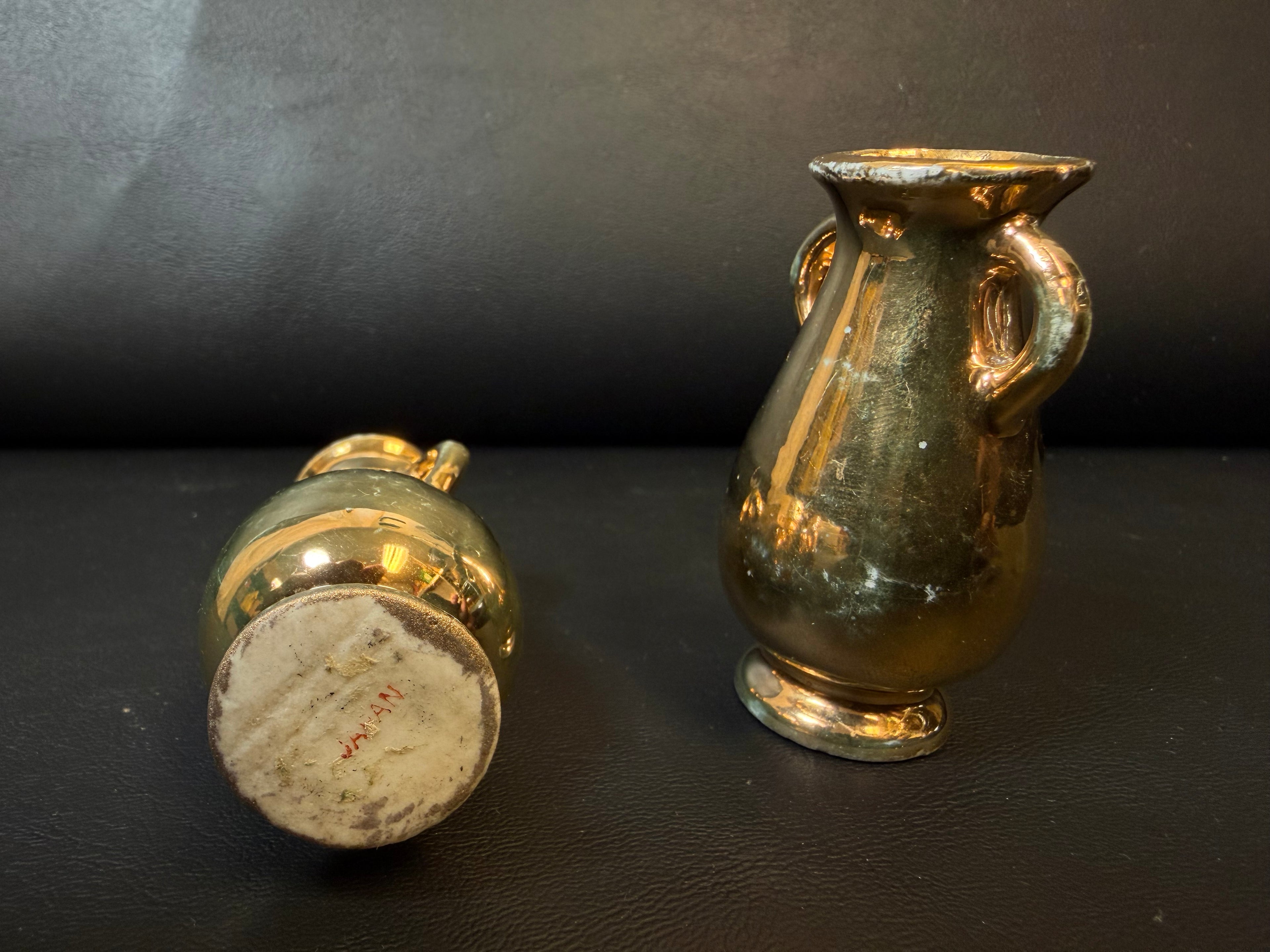 Vintage Gold-Toned Amphora Bud Vases – Set of 2