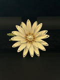 Vintage White Enamel Flower Brooch