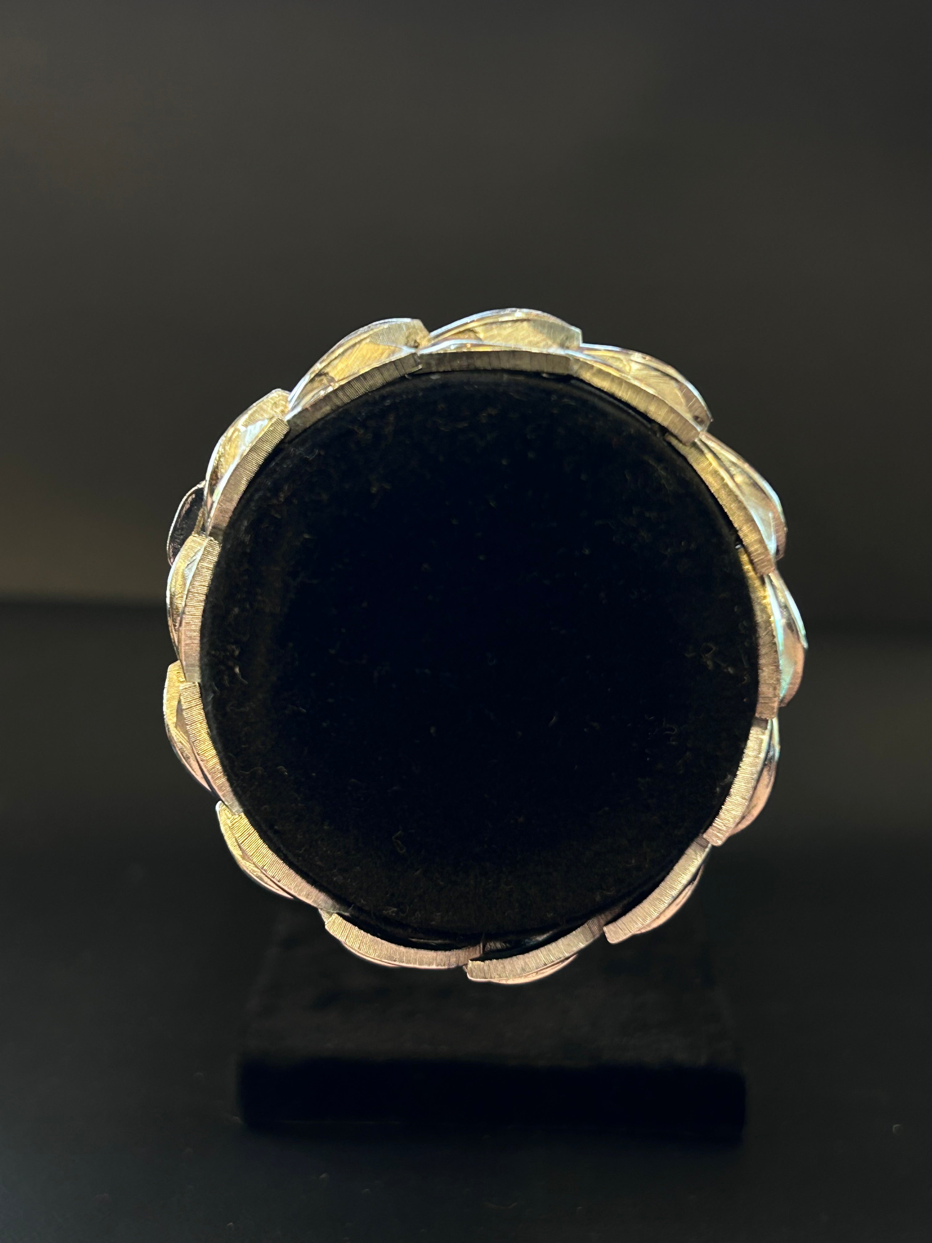 Vintage Crown Trifari Silver-Tone Textured Leaf Bracelet