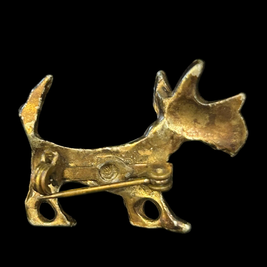 Vintage Enamel Scottie Dog Brooch