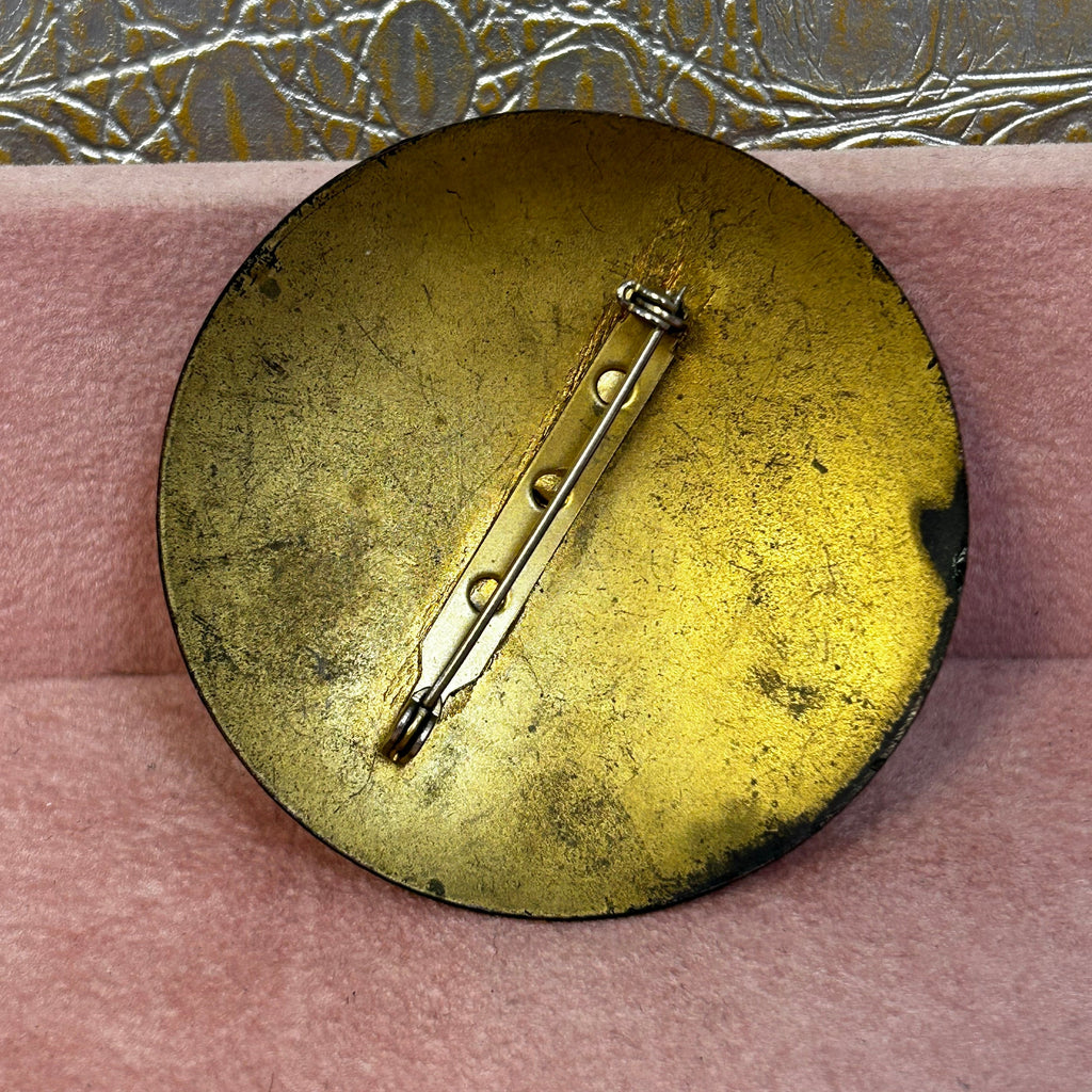 Vintage Enameled Abstract Disc Brooch