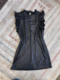 TCEC Metallic Snakeskin Ruffle Sleeve Mini Dress - Black/Silver - Large