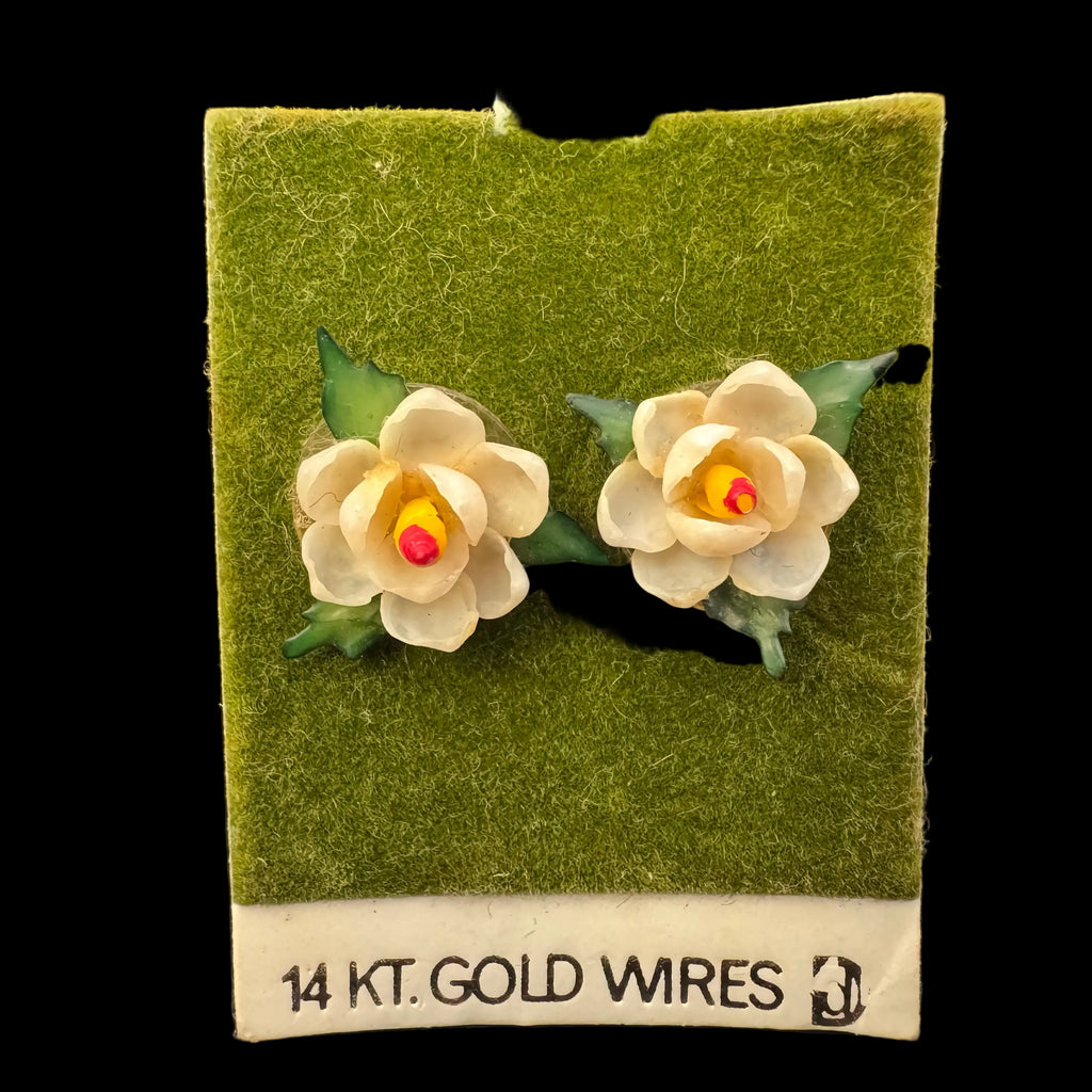 Vintage Magnolia Flower Post Earrings