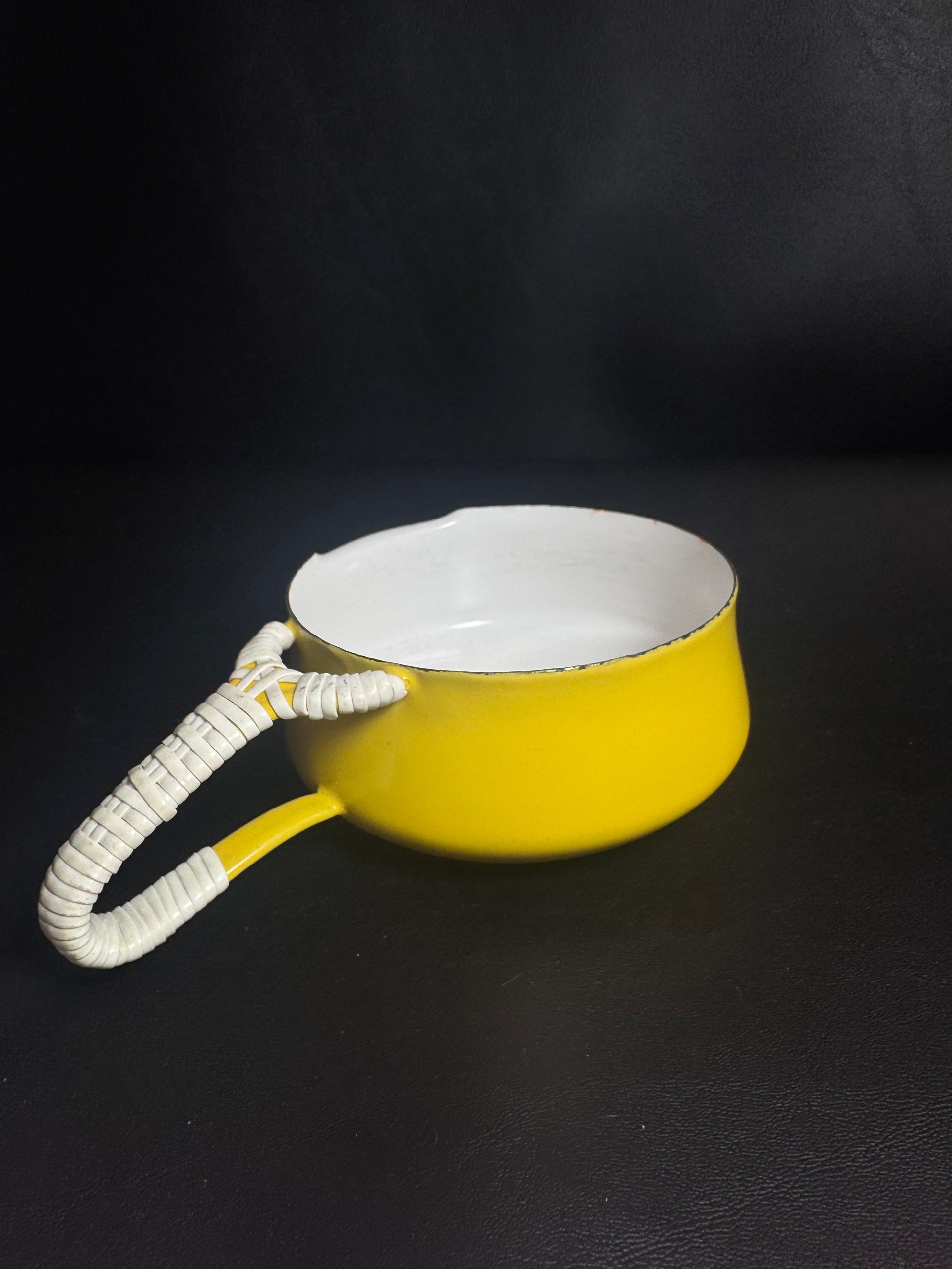 Vintage Dansk Kobenstyle Yellow Enamel Butter Warmer