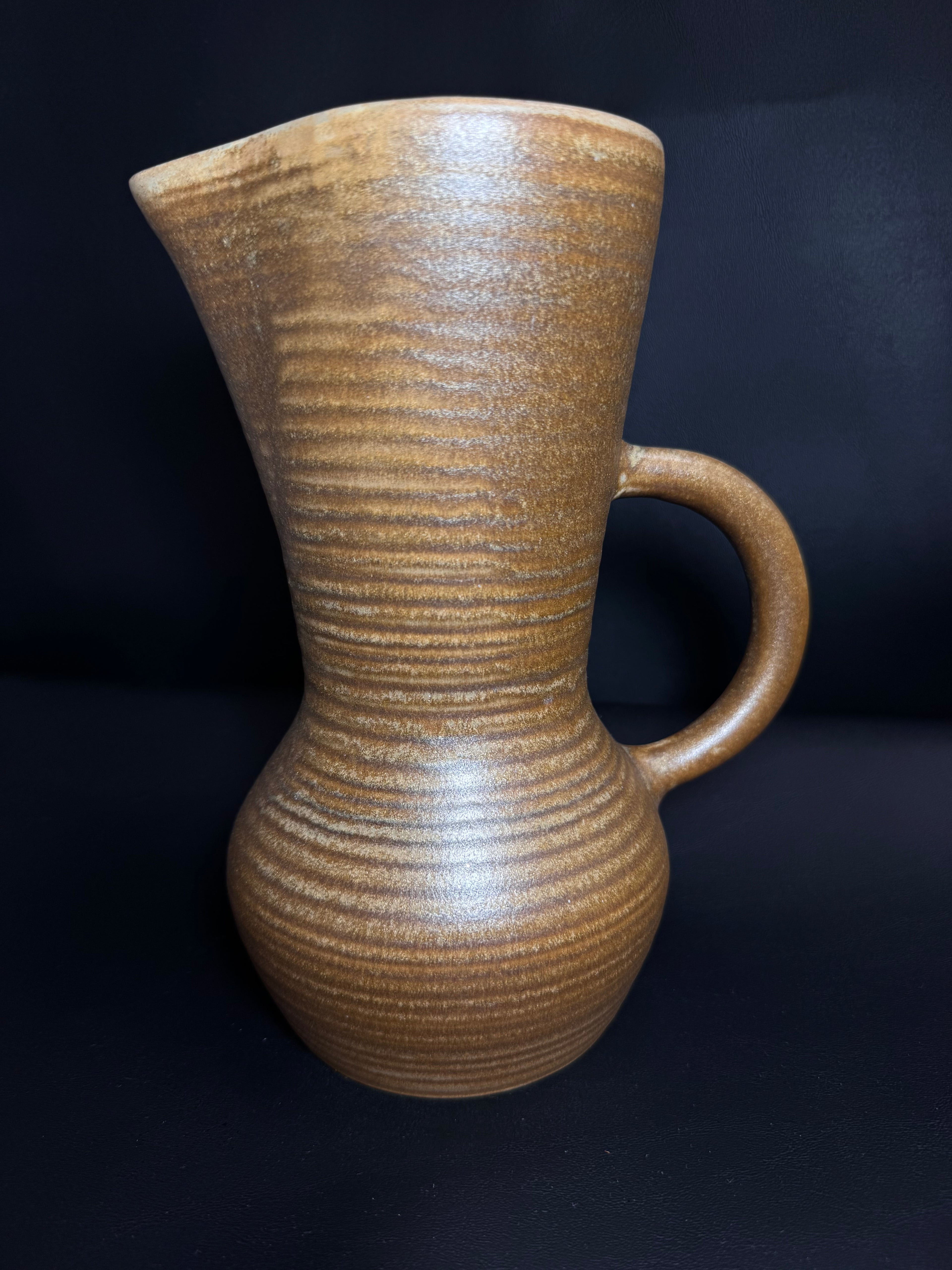 Vintage Mid-Century Modern Ribbed Pottery Pitcher | West Germany #06