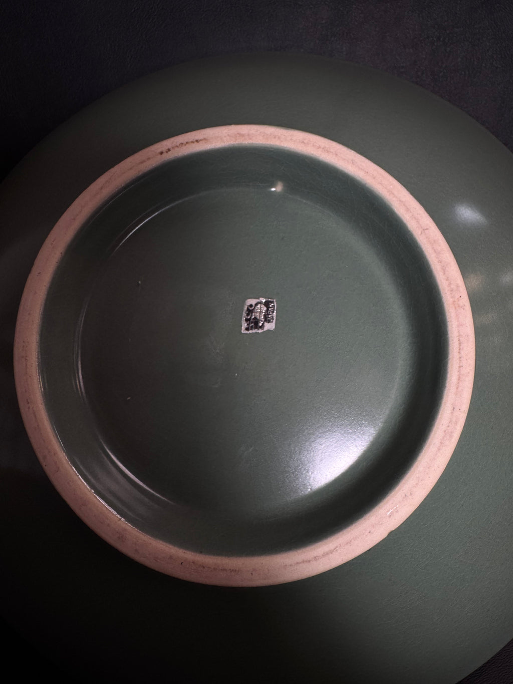 Mid-Century Modern Japanese Celadon Sage Green Footed Bowl