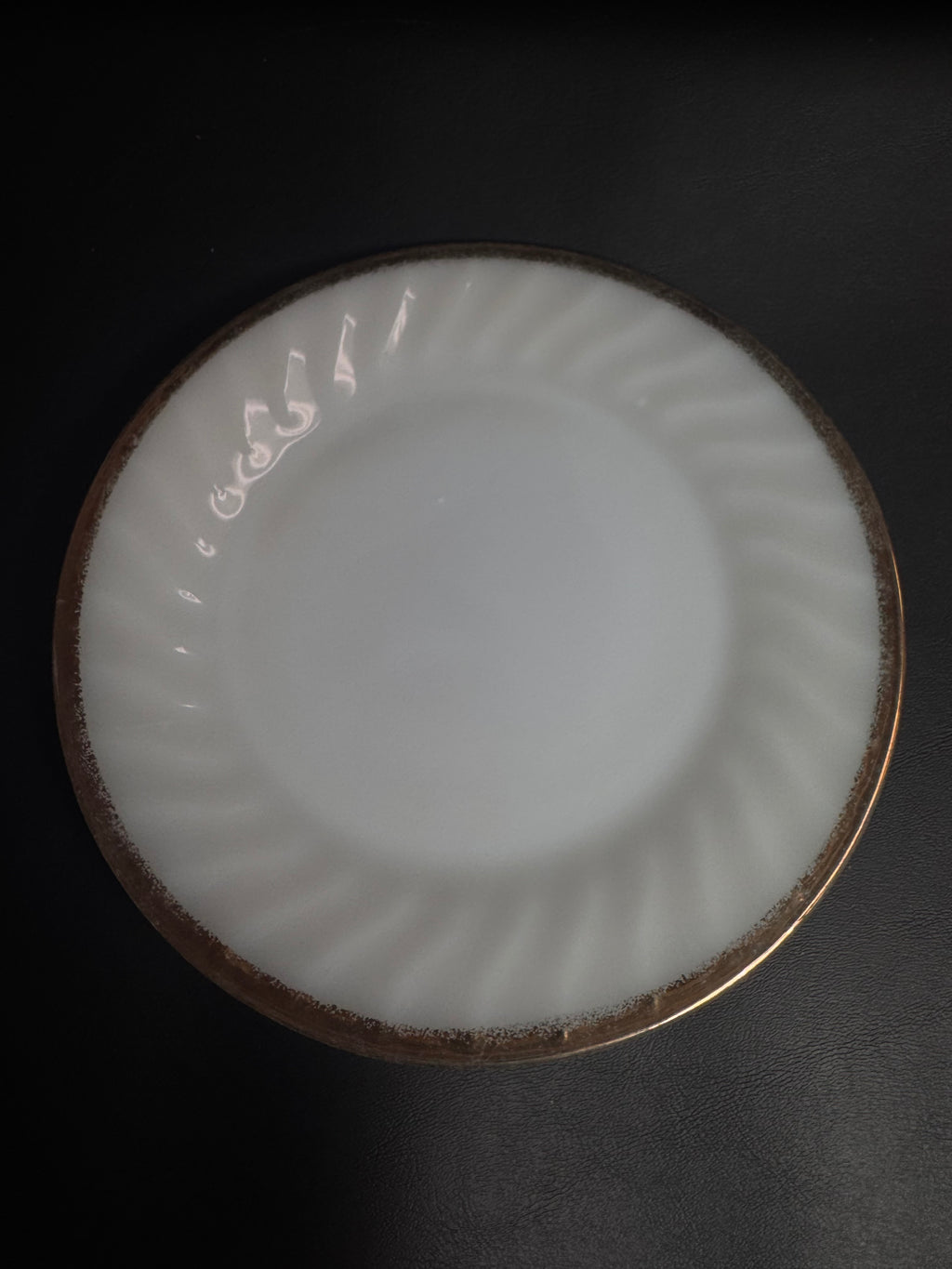 Vintage Fire-King Milk Glass Swirl Plate