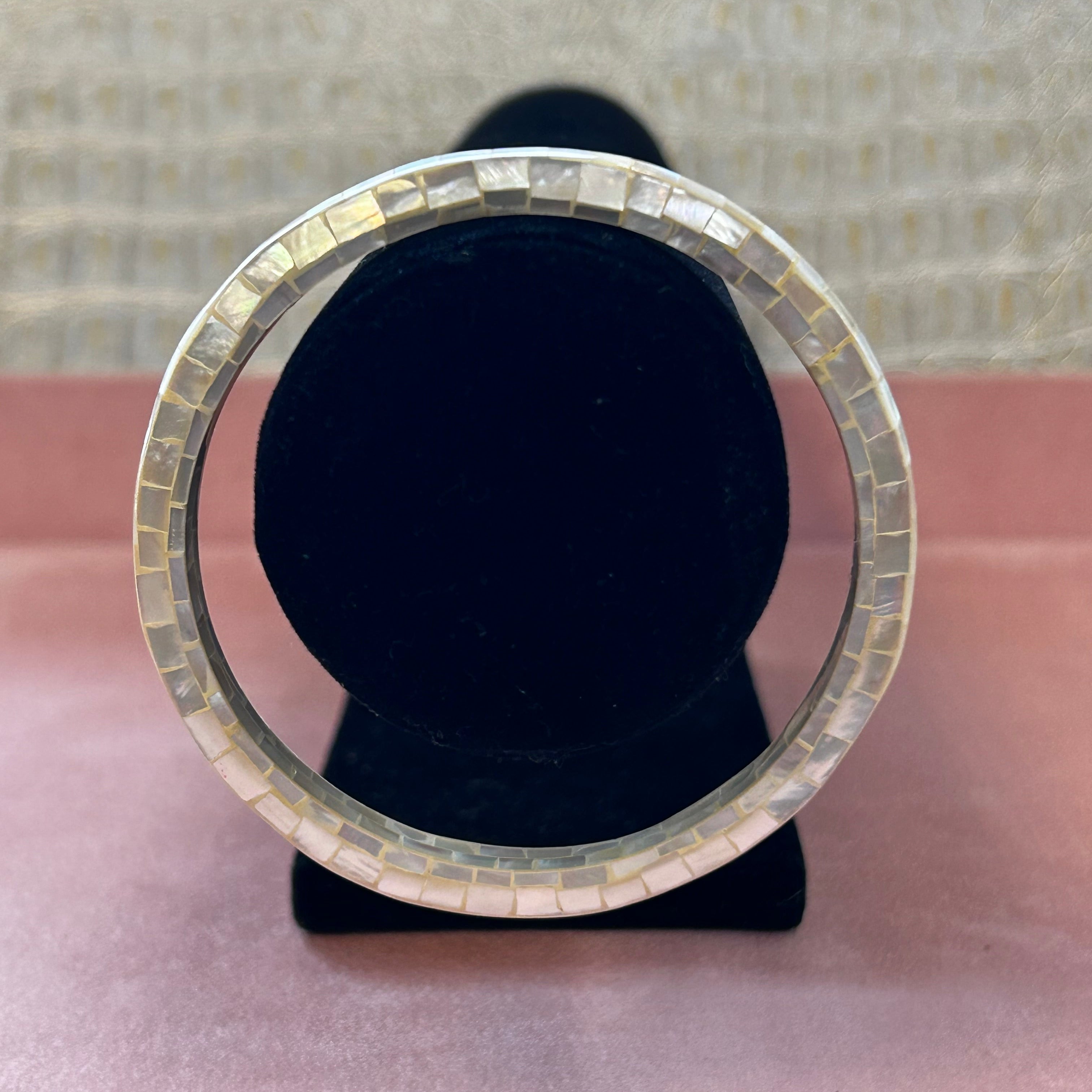 Mother of Pearl Mosaic Bangle - Slim