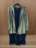 Vintage TJ Collection Metallic Gold & Black Tiered Evening Dress