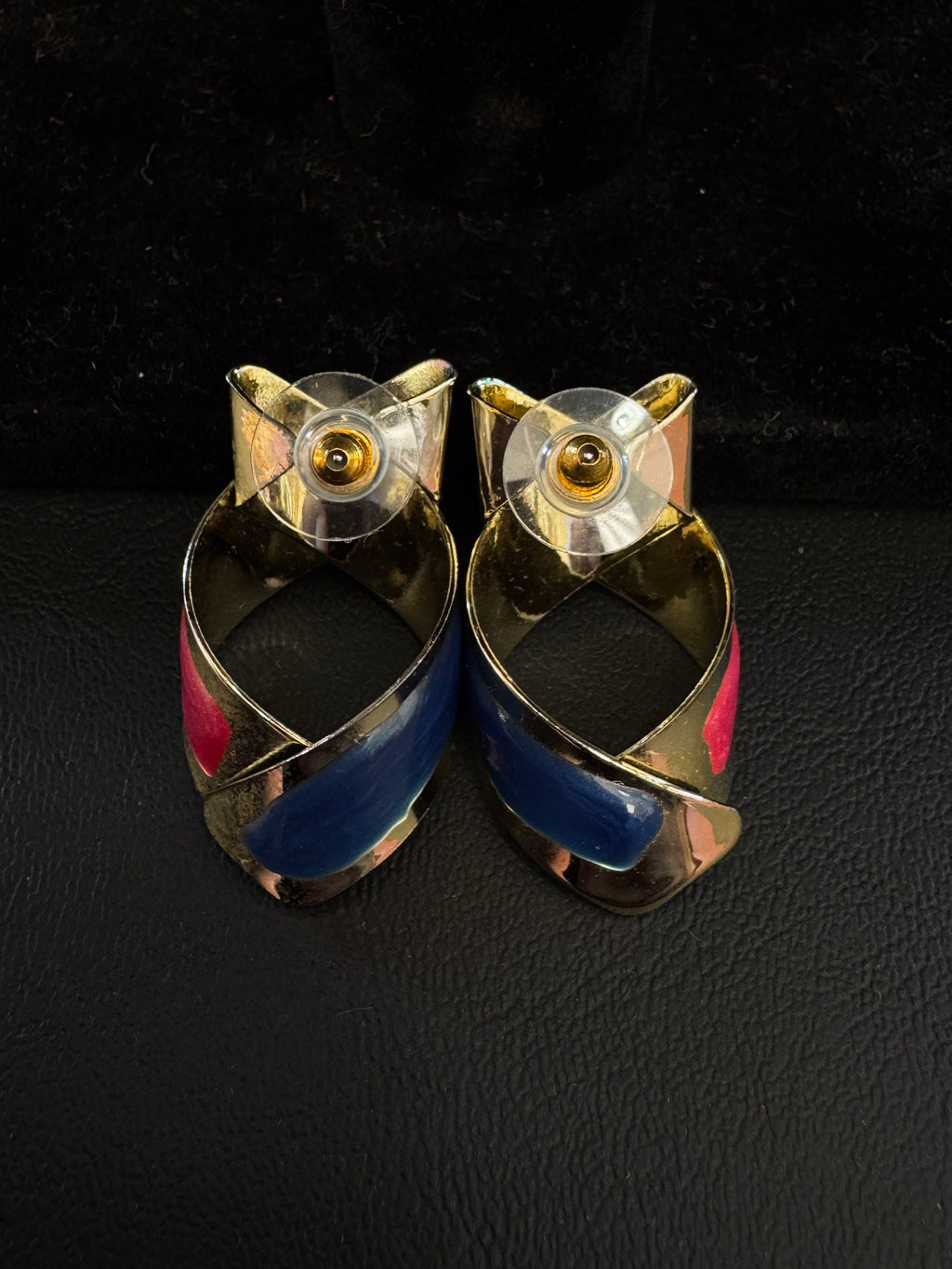 Vintage 1980s Enamel Abstract Swirl Earrings