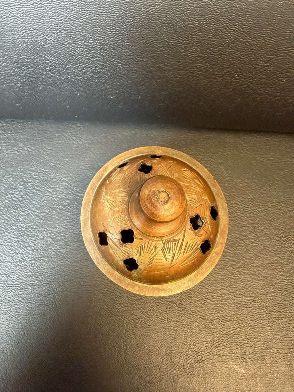 Vintage Etched Brass Incense Burner / Censer