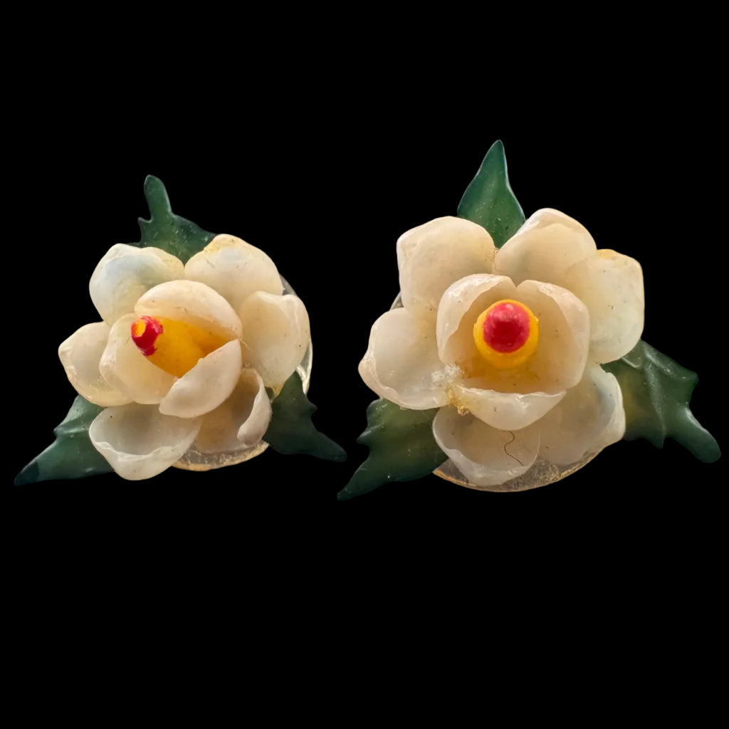 Vintage Magnolia Flower Post Earrings