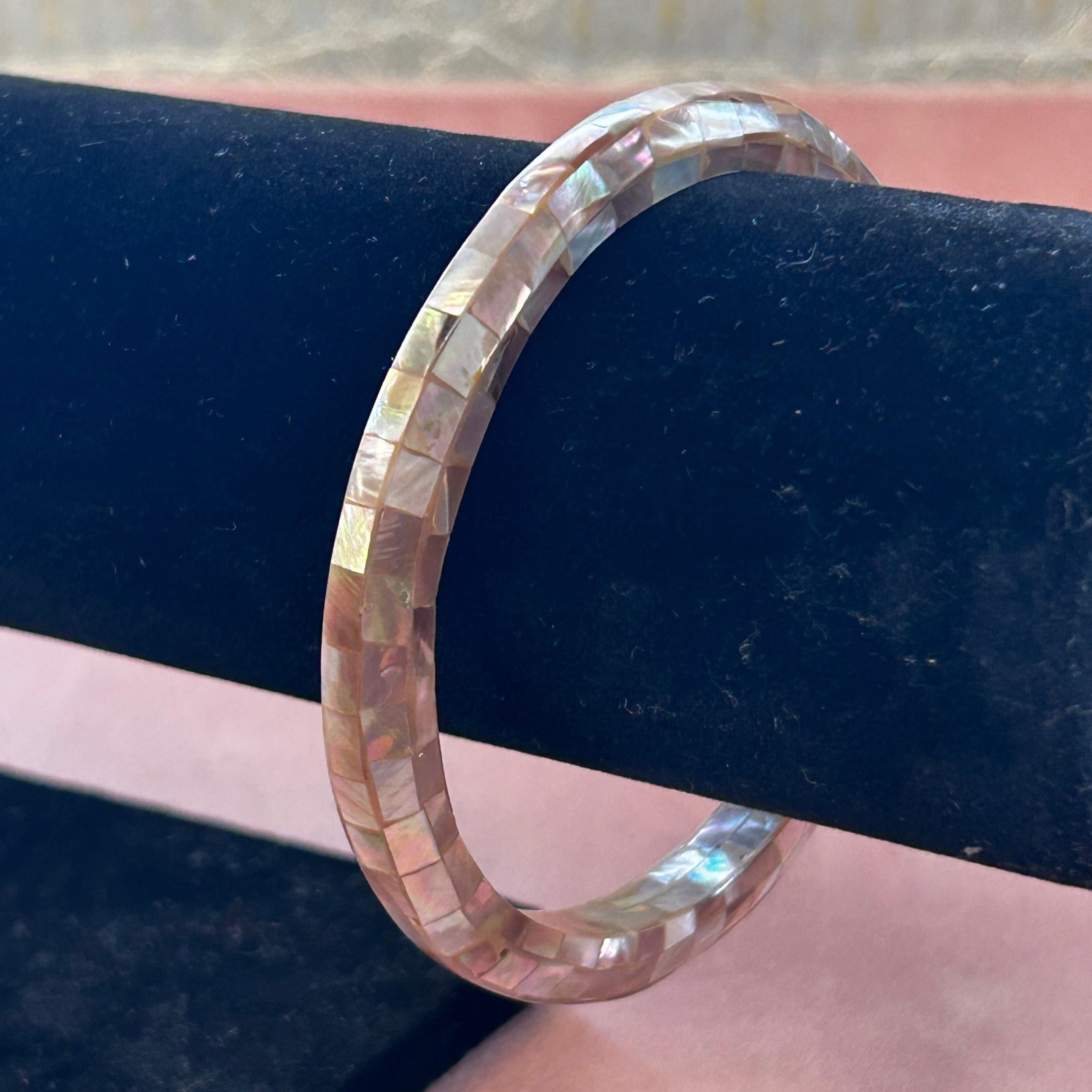 Mother of Pearl Mosaic Bangle - Slim