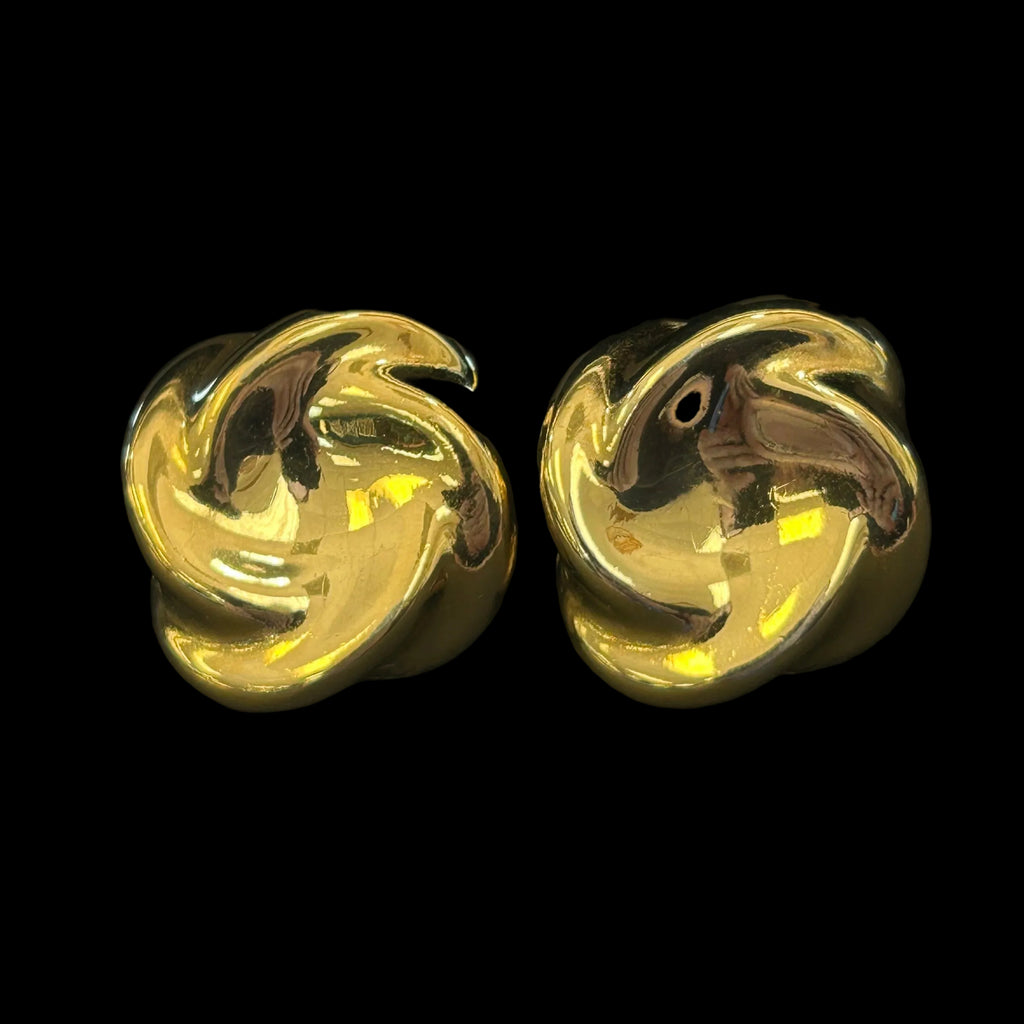 Vintage 1980s Gold-Tone Swirl Statement Clip-On Earrings