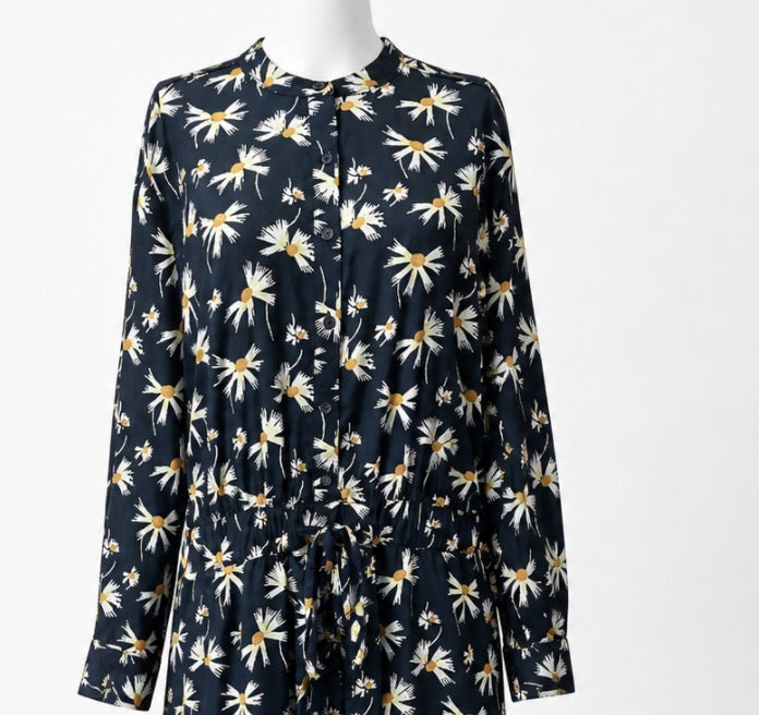 Banana Republic Daisy Print Long Sleeve Shirt Dress