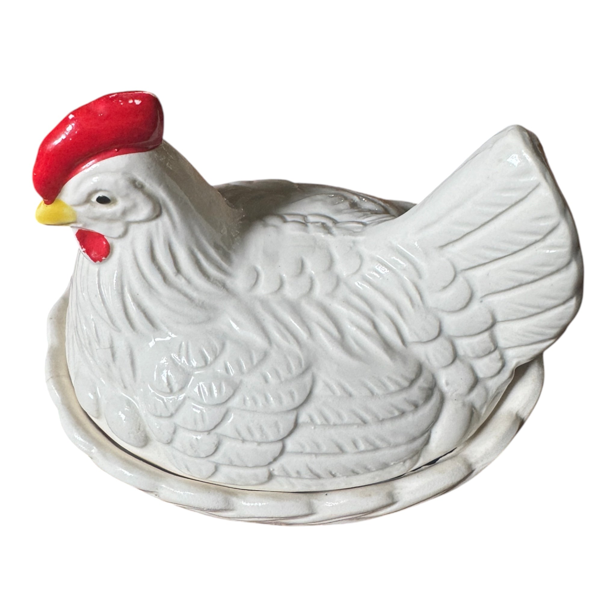 Vintage White Hen on Nest Covered Dish