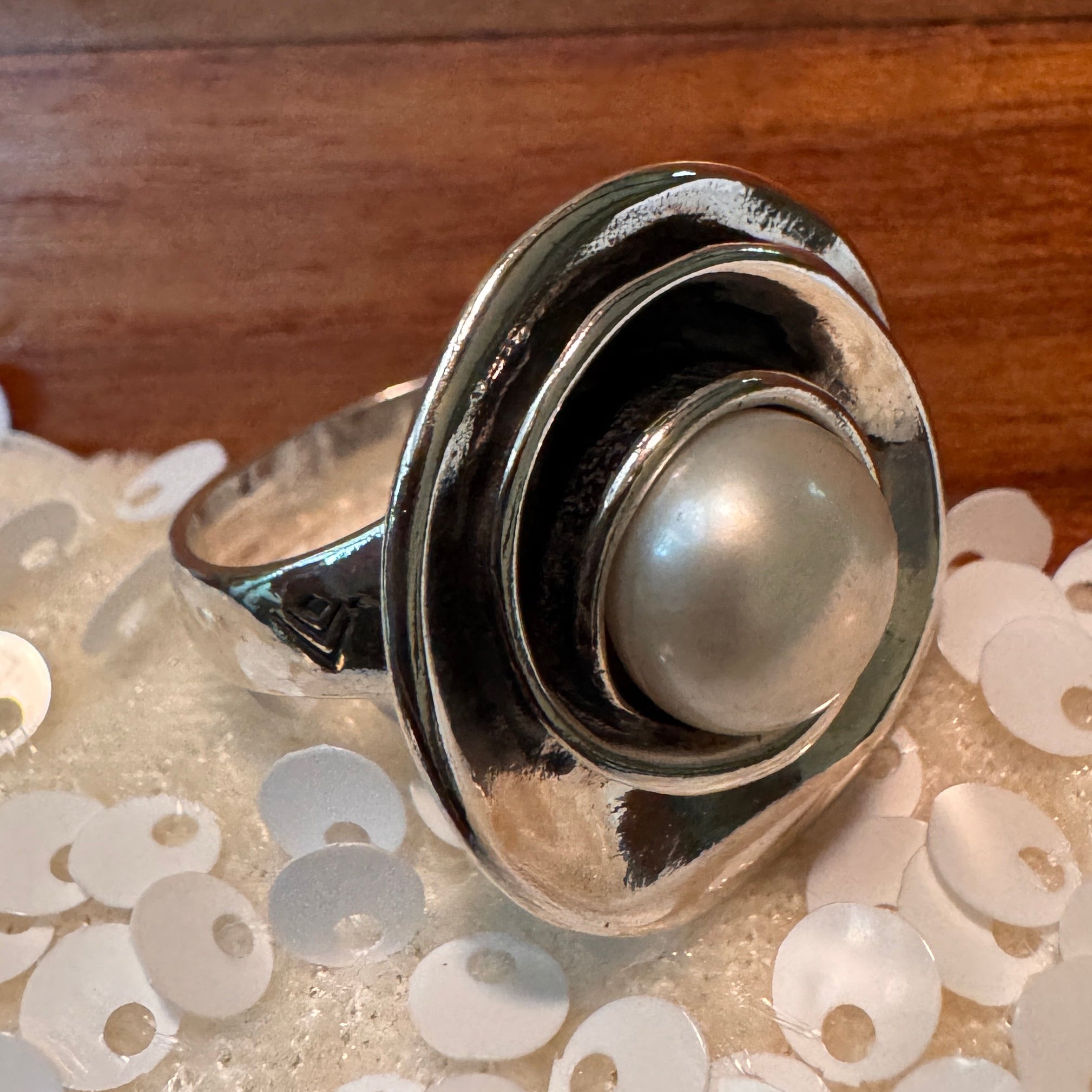 Sterling Silver Rare Lily Pearl Ring