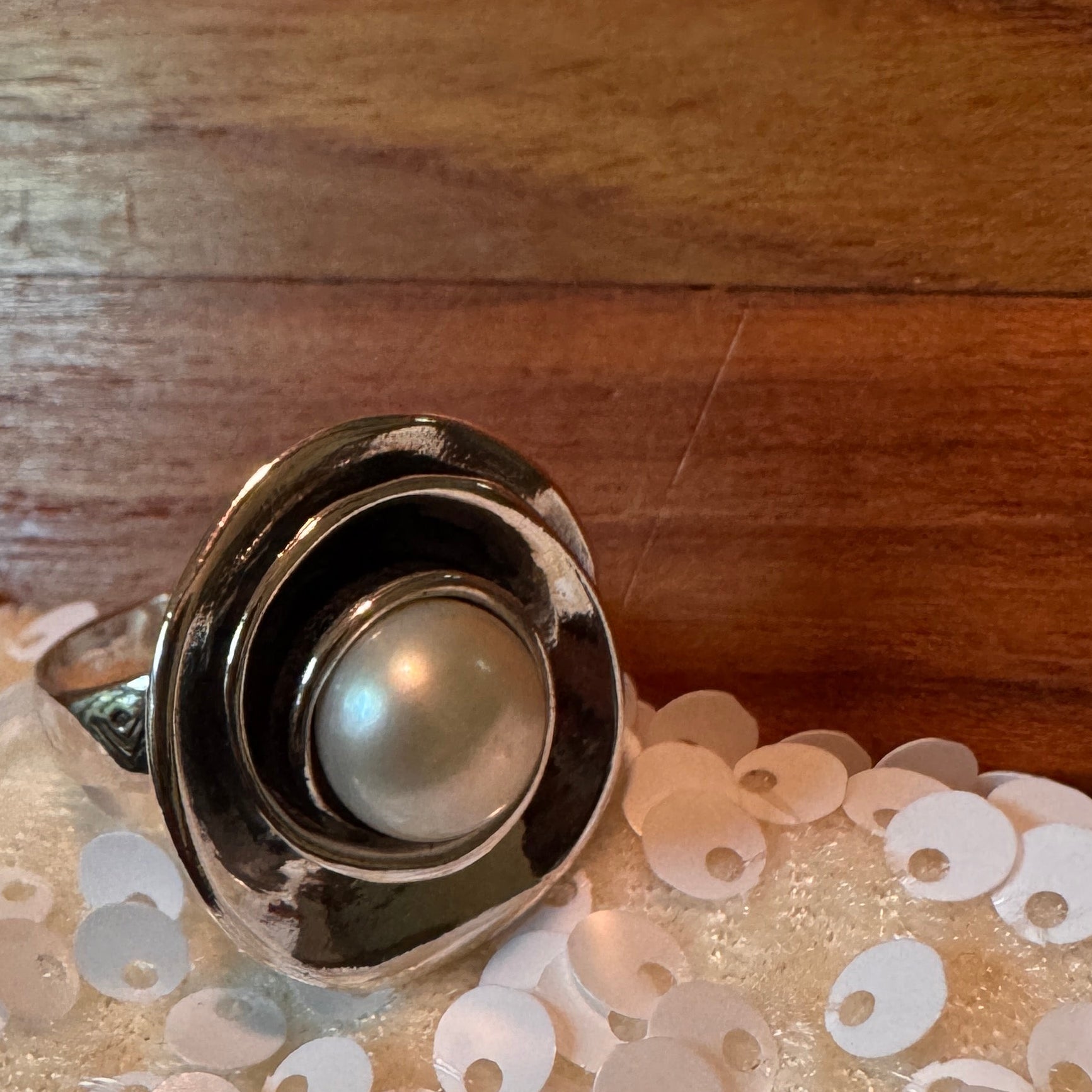 Sterling Silver Rare Lily Pearl Ring
