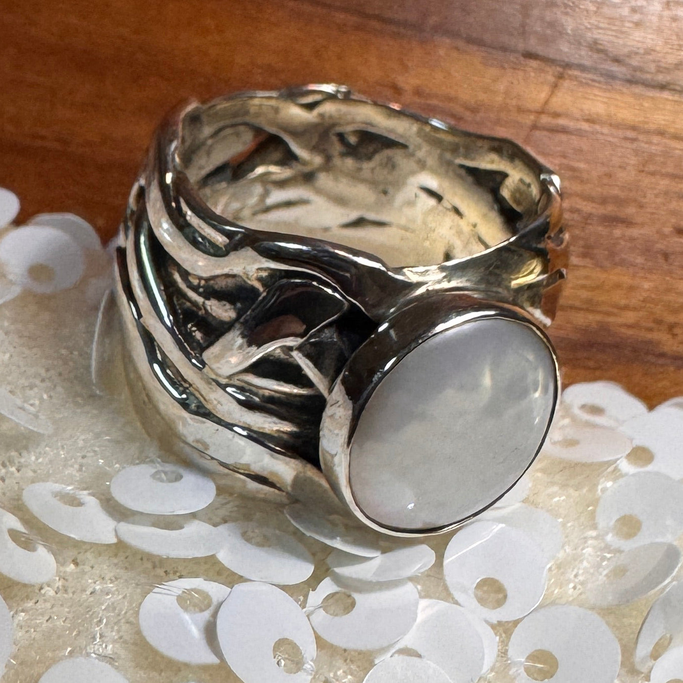 Mermaid Ring: Sterling Silver Coin Pearl