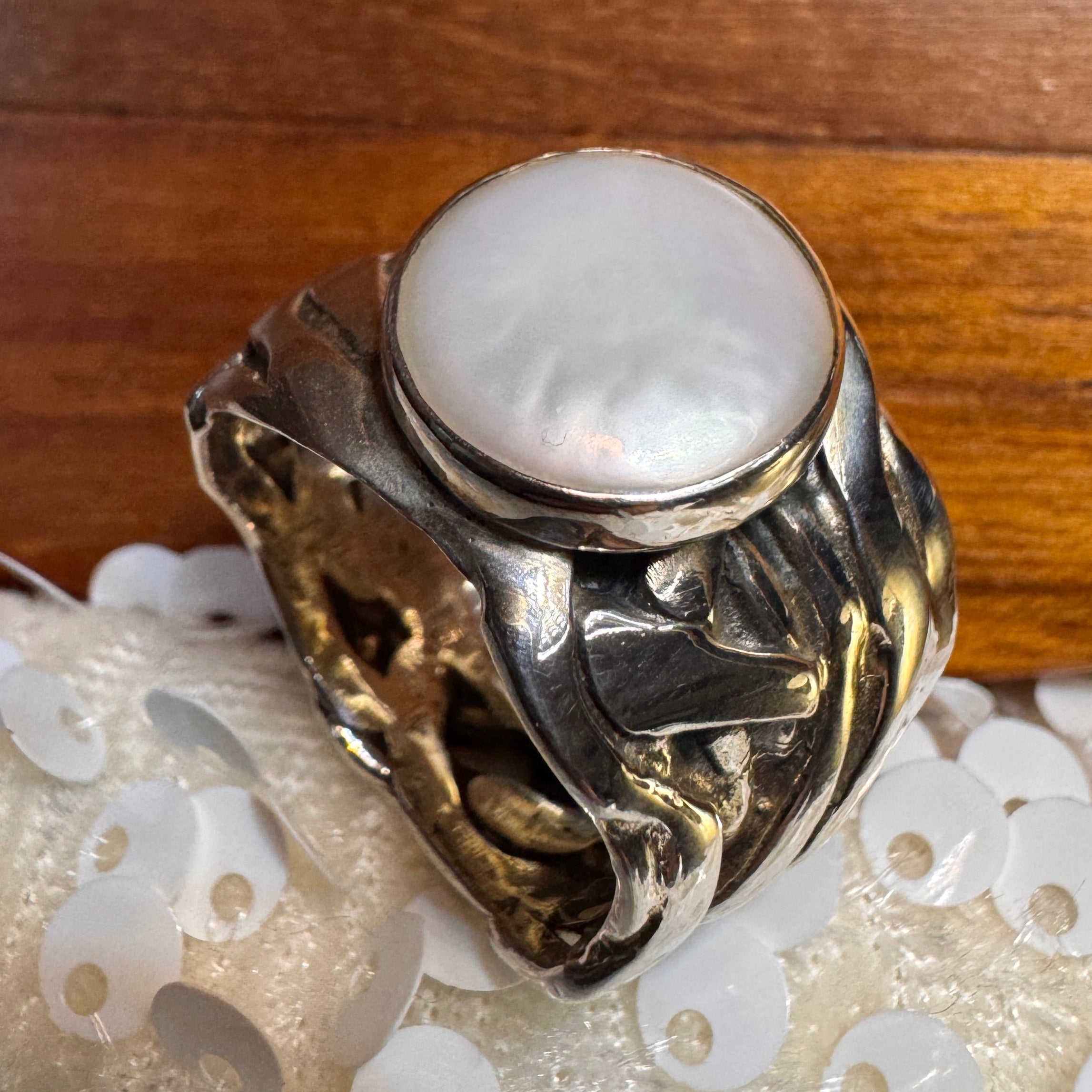 Mermaid Ring: Sterling Silver Coin Pearl