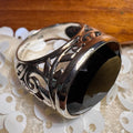 Smoky Swirl Black Chalcedony Ring Sterling Silver