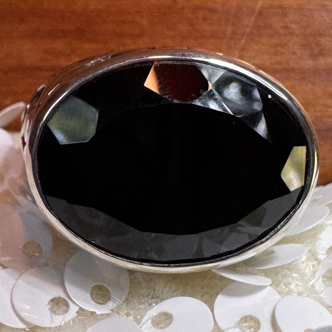Smoky Swirl Black Chalcedony Ring Sterling Silver