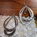 Sterling Silver Etched Hoop Crystal Drop Earrings