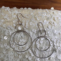Sterling Silver Double Circle Drop Earrings
