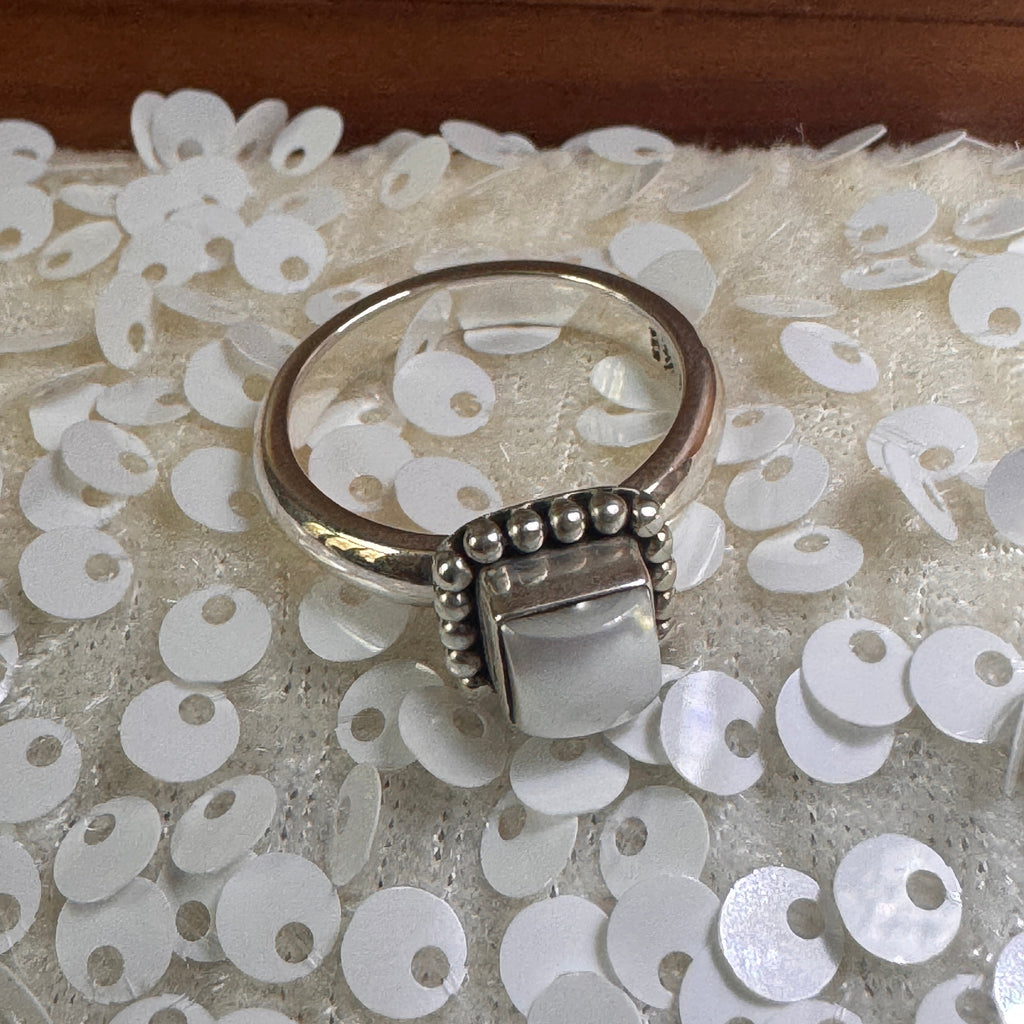 Sterling Silver Mother of Pearl Button Ring