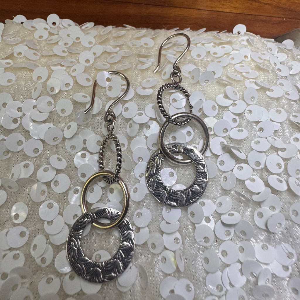 Oxidized Sterling Silver Triple Threat Dangle Drop Earrings