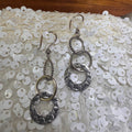 Oxidized Sterling Silver Triple Threat Dangle Drop Earrings