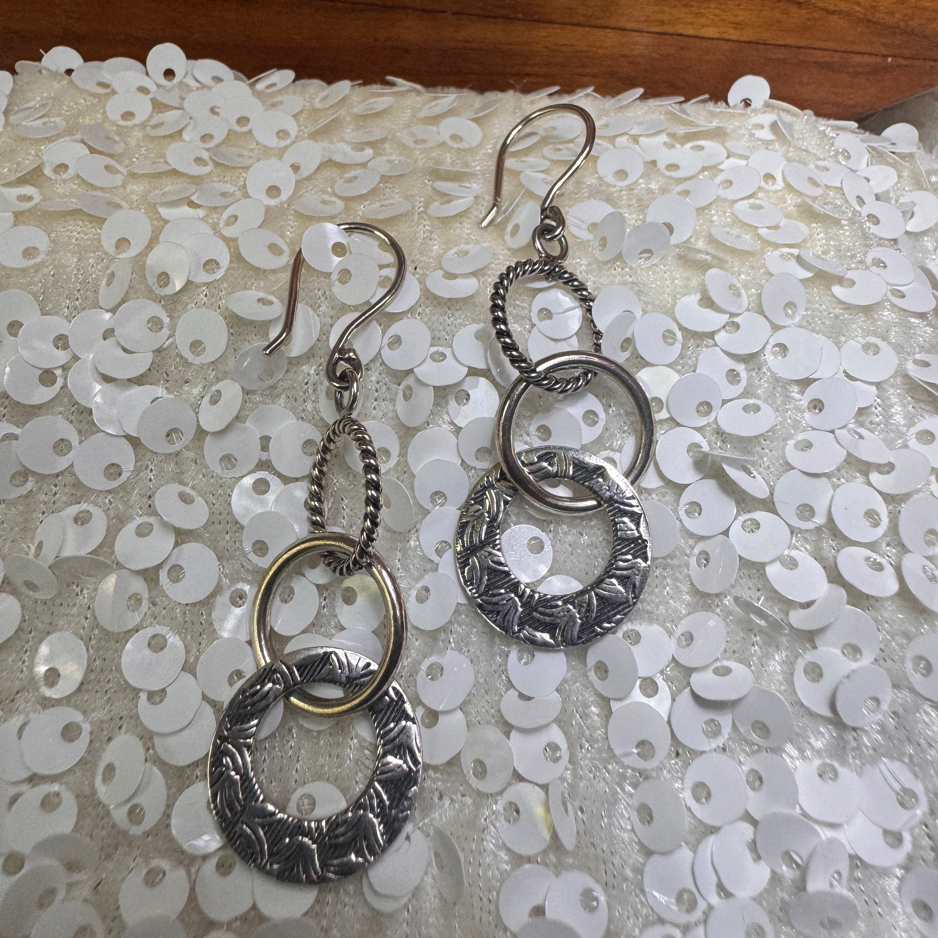 Oxidized Sterling Silver Triple Threat Dangle Drop Earrings