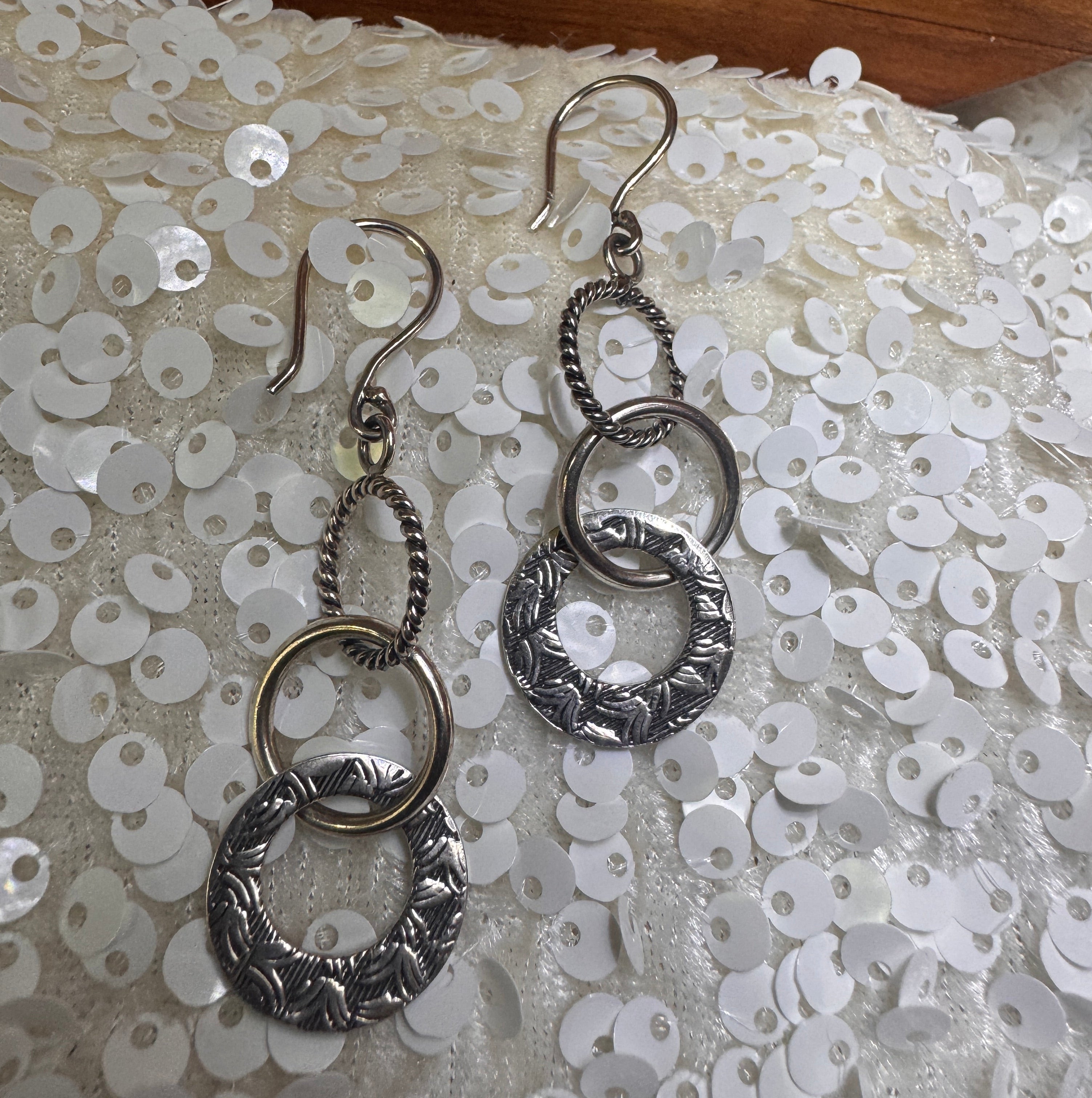 Oxidized Sterling Silver Triple Threat Dangle Drop Earrings