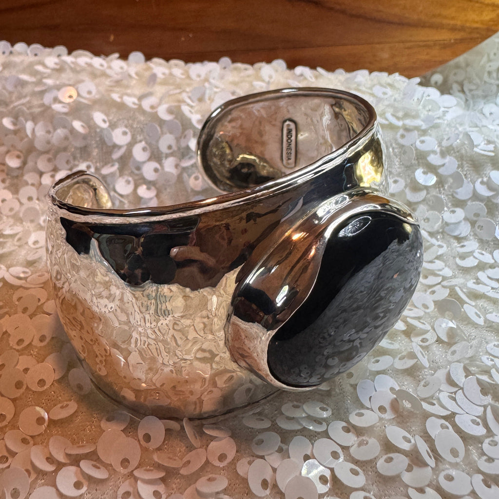 Sterling Silver Black Chalcedony Cuff Bracelet