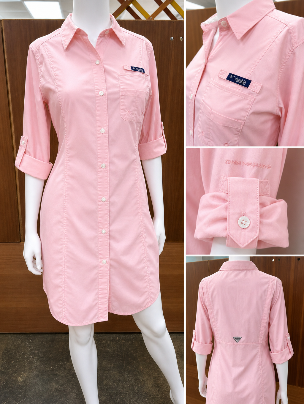 Columbia PFG Super Bonehead Pink Shirt Dress
