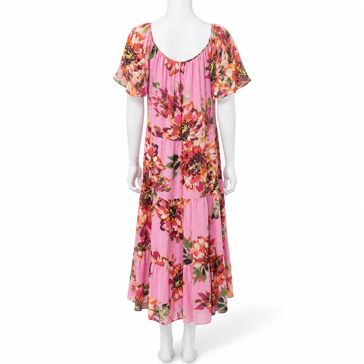 Trina Turk Road Trip Floral Silk A-line Tiered Midi Dress