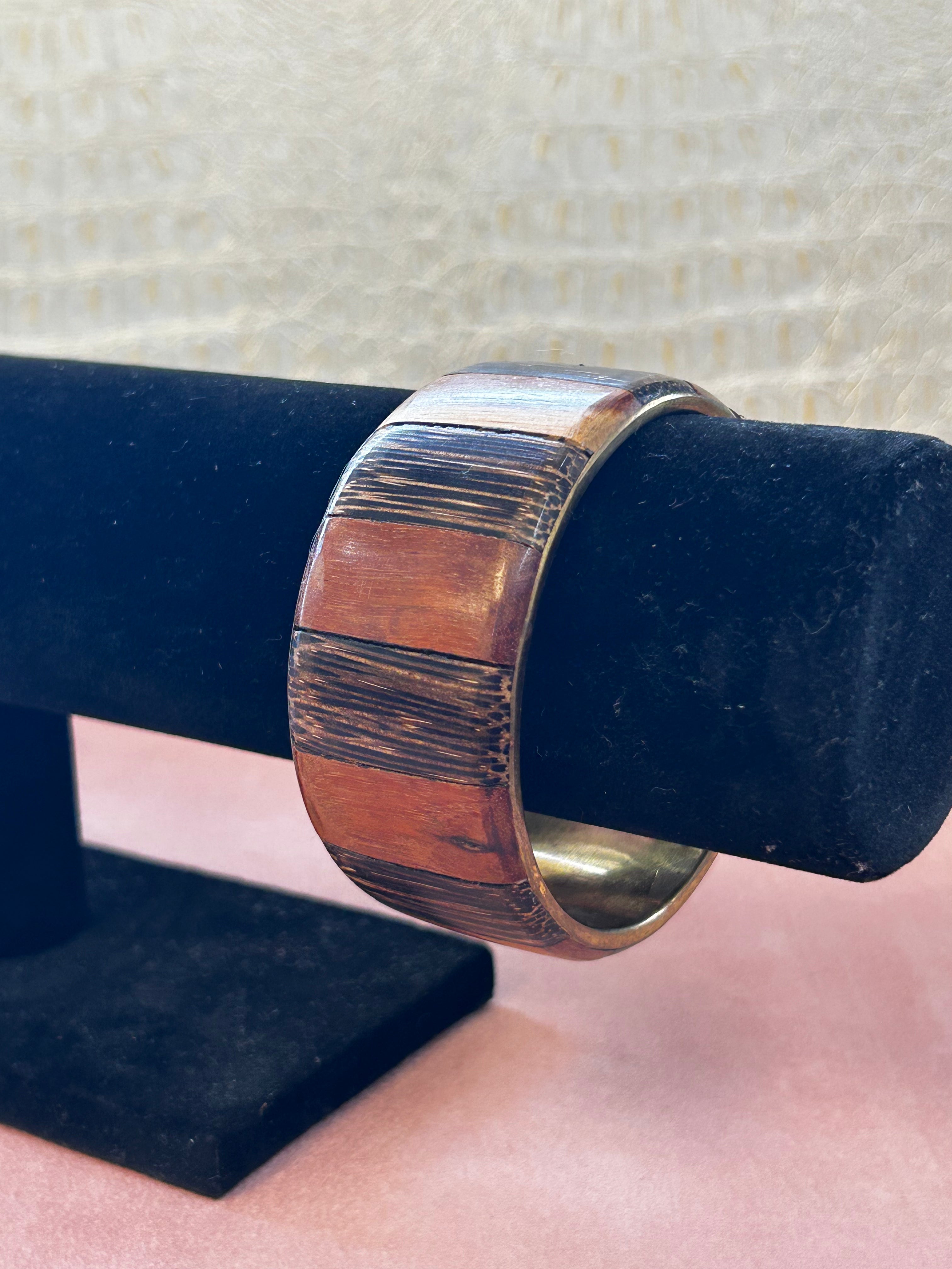Mixed-Wood & Brass Bangle
