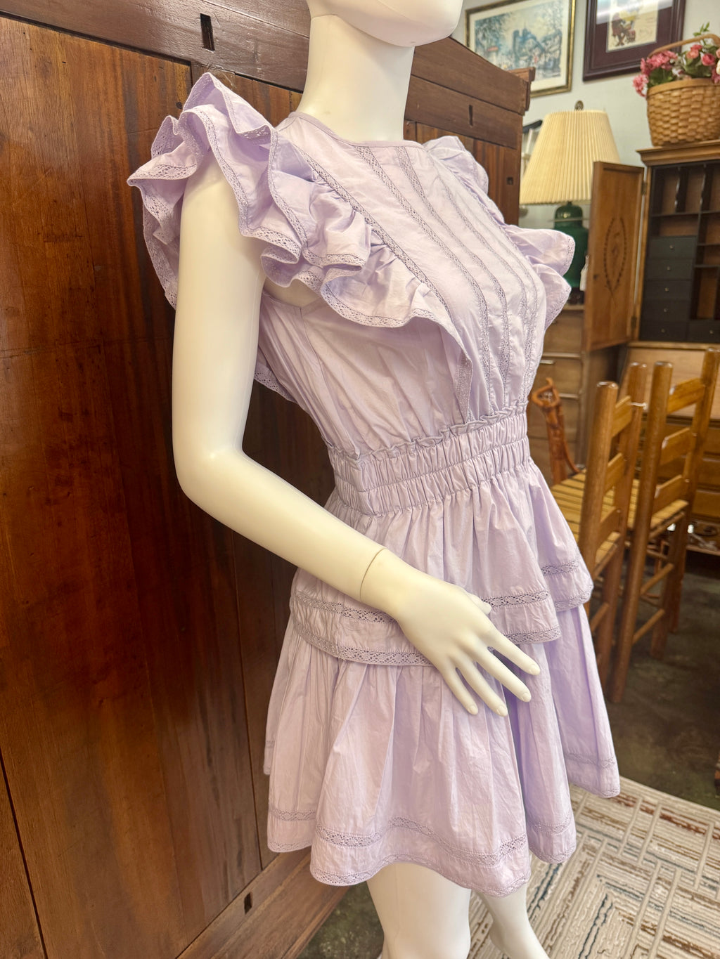 Lavender Ruffle Tiered Mini Dress