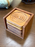 Mid-Century Modern solid teak coaster set