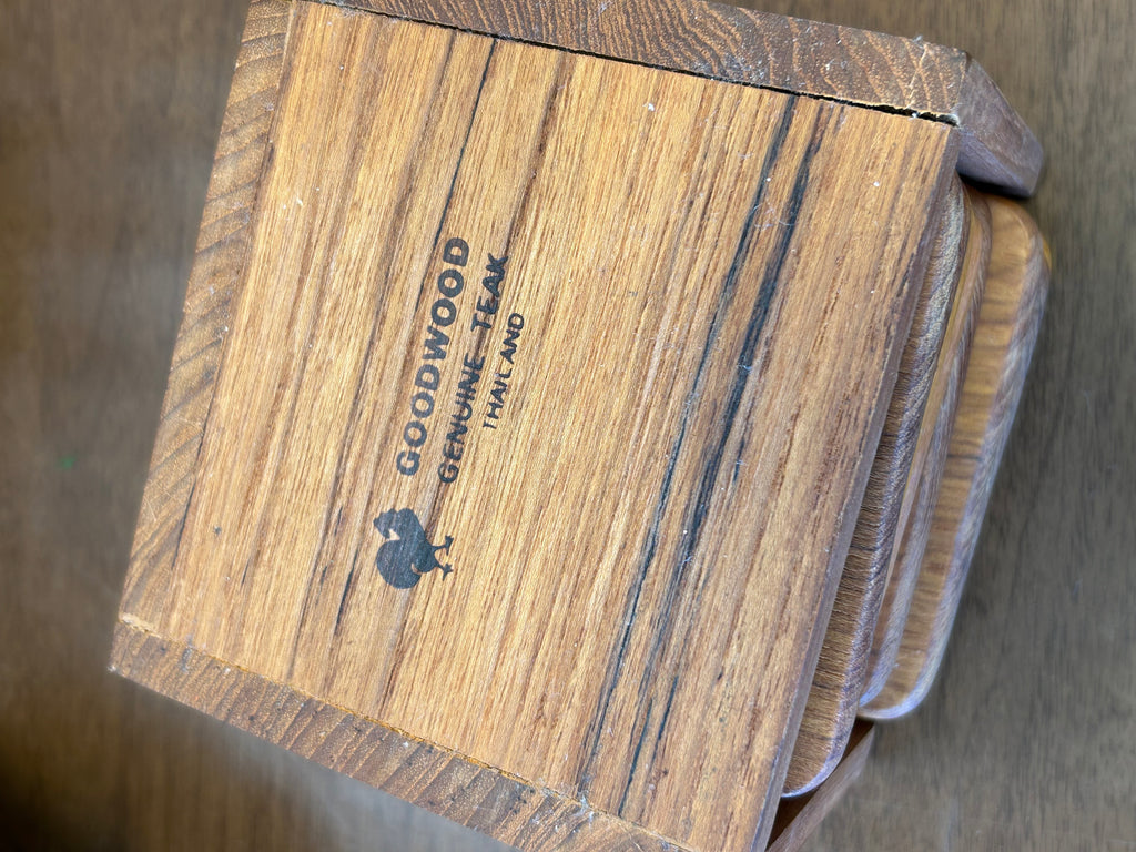 Mid-Century Modern solid teak coaster set