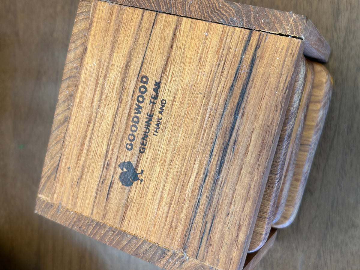 Mid-Century Modern solid teak coaster set